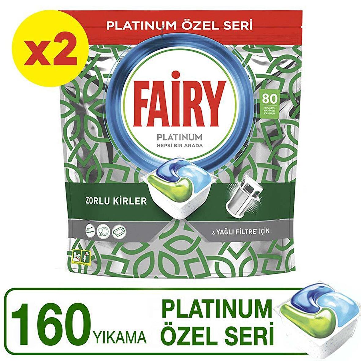 Fairy Platinum 160 Yıkama Tablet Bulaşık Makinesi Deterjanı 2x80 Adet 